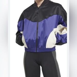 Reebok Women's Black and Purple Retro Bomber Jacket size XL